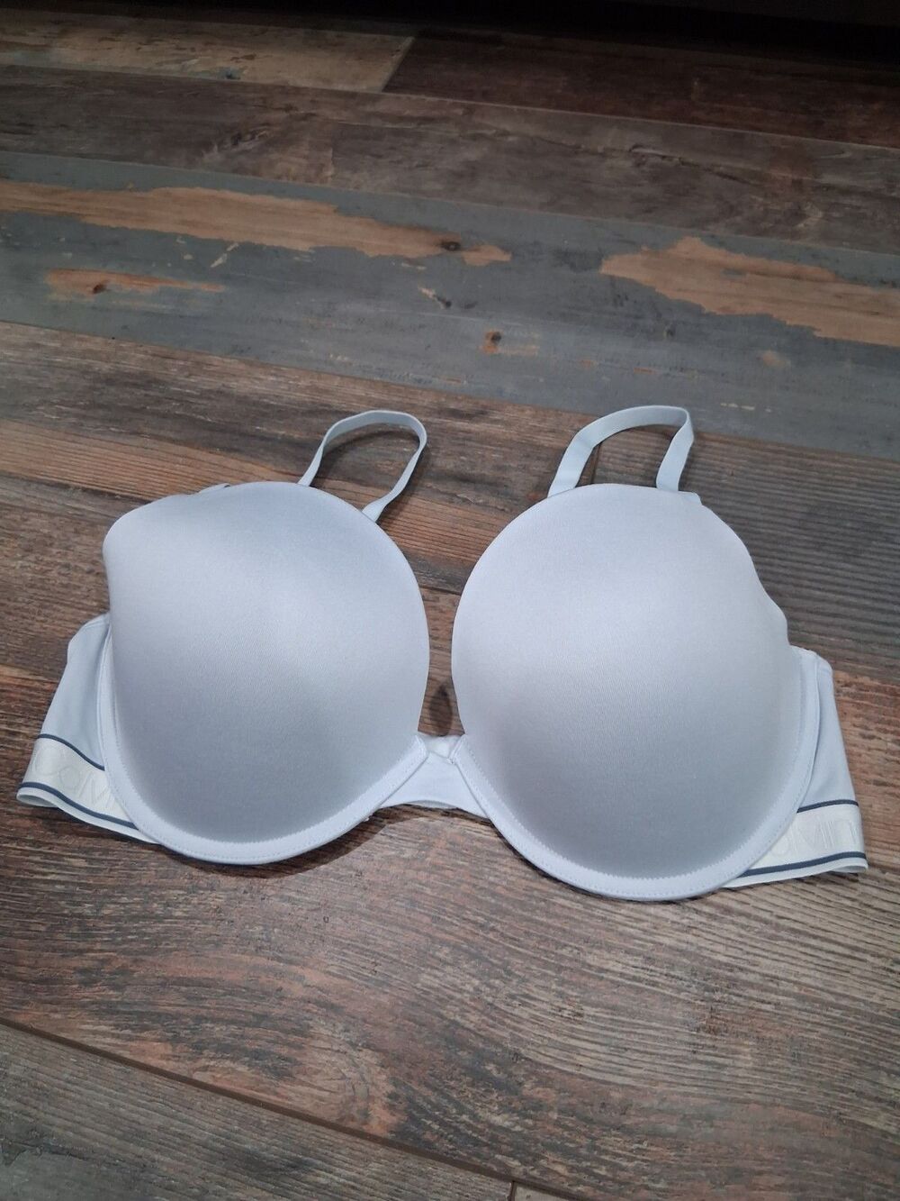 CALVIN KLEIN Plunge Push-Up Logo Band Multi-Way Underwire 38C Blue Bra B23